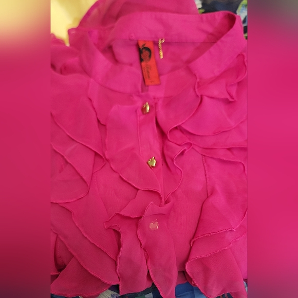 Apple Bottom Bold‎ Pink Ruffled Button-Up Blouse - Picture 5 of 5
